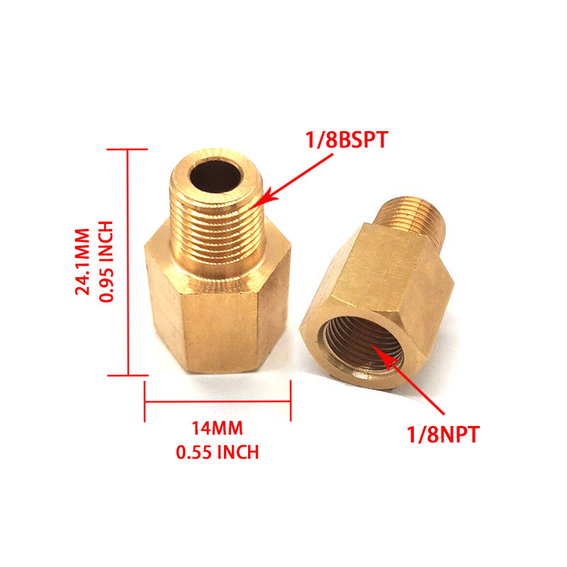 1/8 NPT Buchse auf 1/8 BSPT Stecker Adapter Gauge Sensor Gewinde ?ldruckadapter