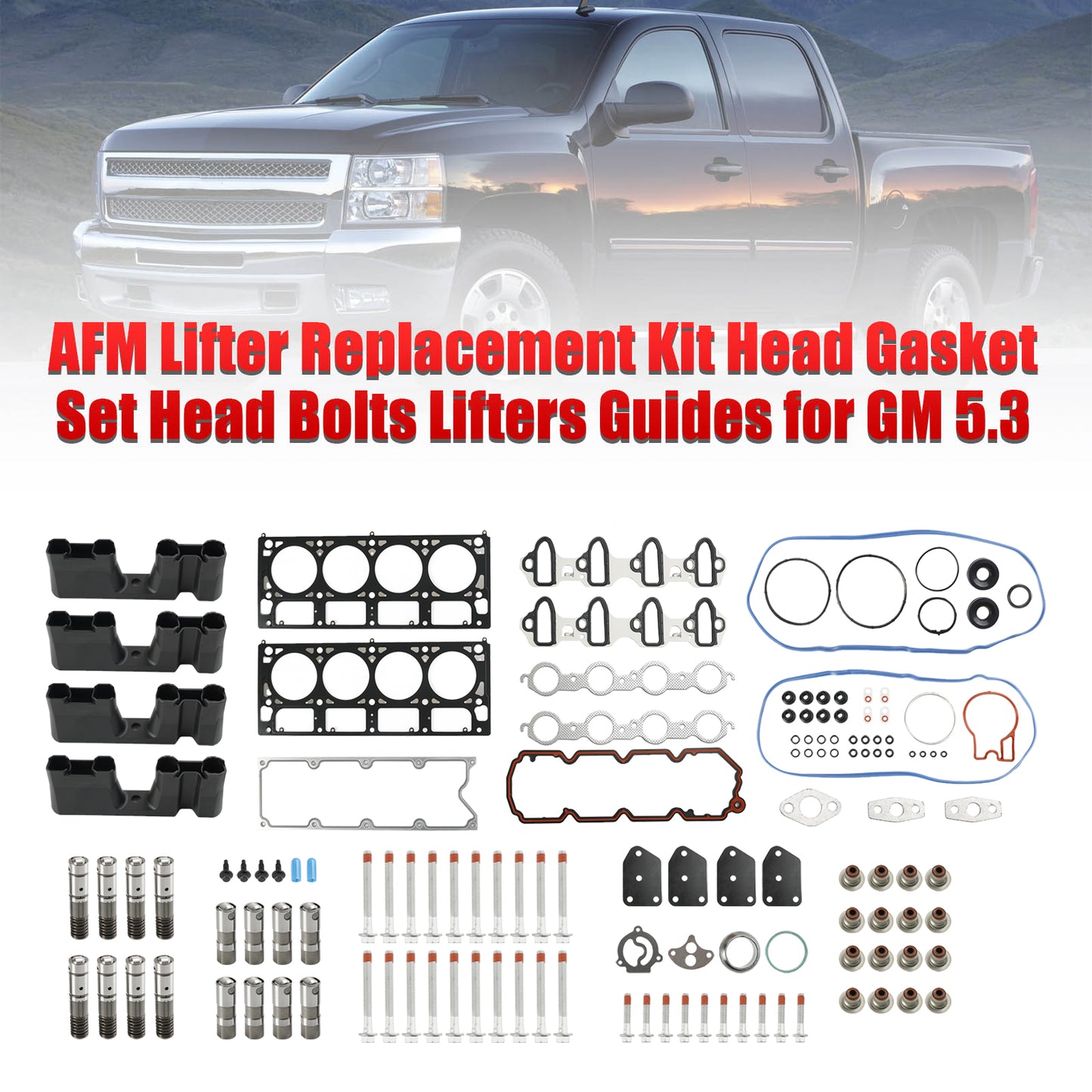 2005-2007 Buick Rainier 5.3L 5328CC 325CID V8 OHV 16 Valve AFM Kit de remplacement de poussoir Ensemble de joint de culasse Cap Vis Lifter Guides Fedex Express Generic