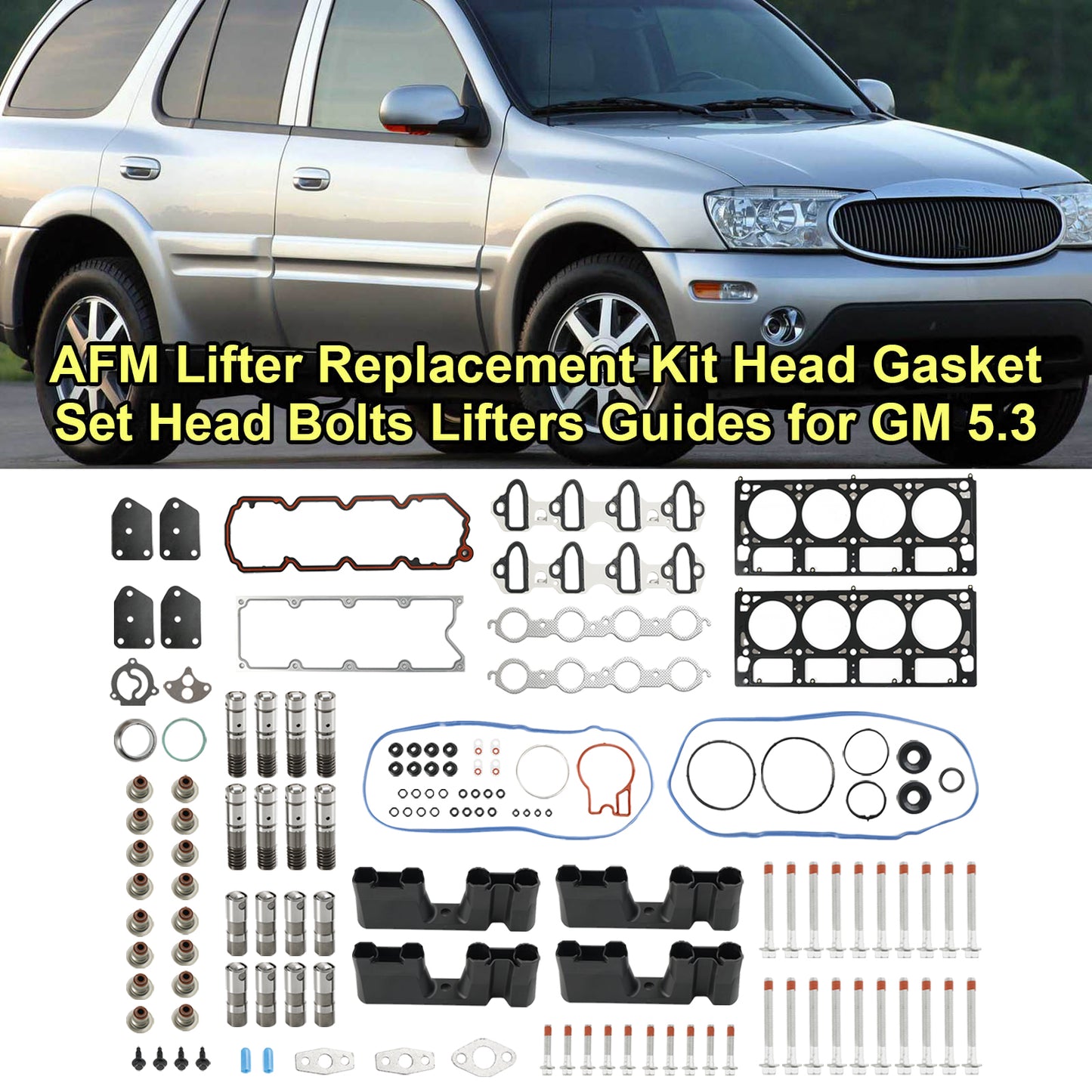 2007-2009 Chevrolet Avalanche 5.3L 5328CC 325CID V8 OHV, (16 Ventil) AFM Stößel-Ersatzsatz Kopfdichtungssatz Kopfschrauben Stößelführungen Fedex Express Generic