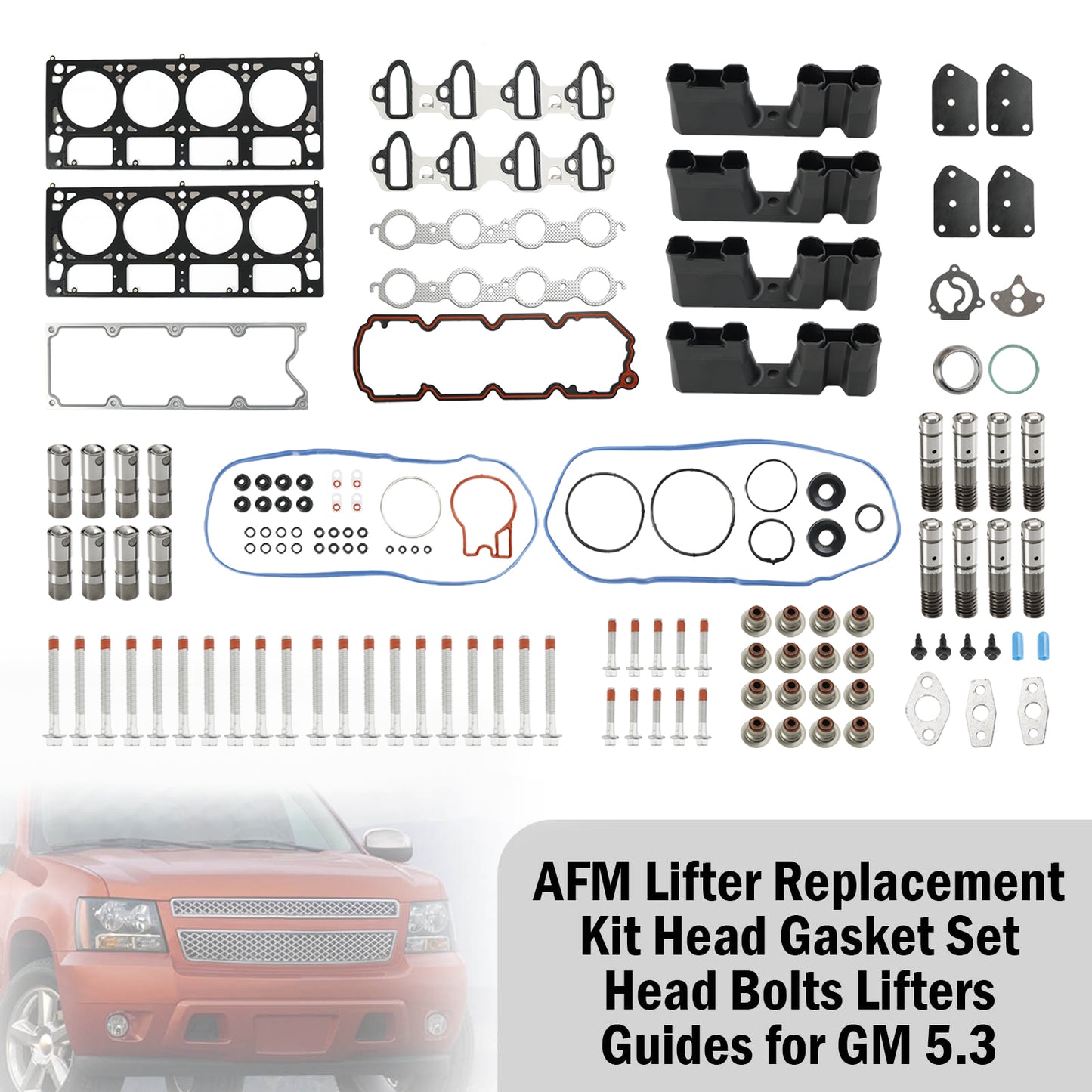 2005-2007 Buick Rainier 5.3L 5328CC 325CID V8 OHV 16 Valve AFM Kit de remplacement de poussoir Ensemble de joint de culasse Cap Vis Lifter Guides Fedex Express Generic