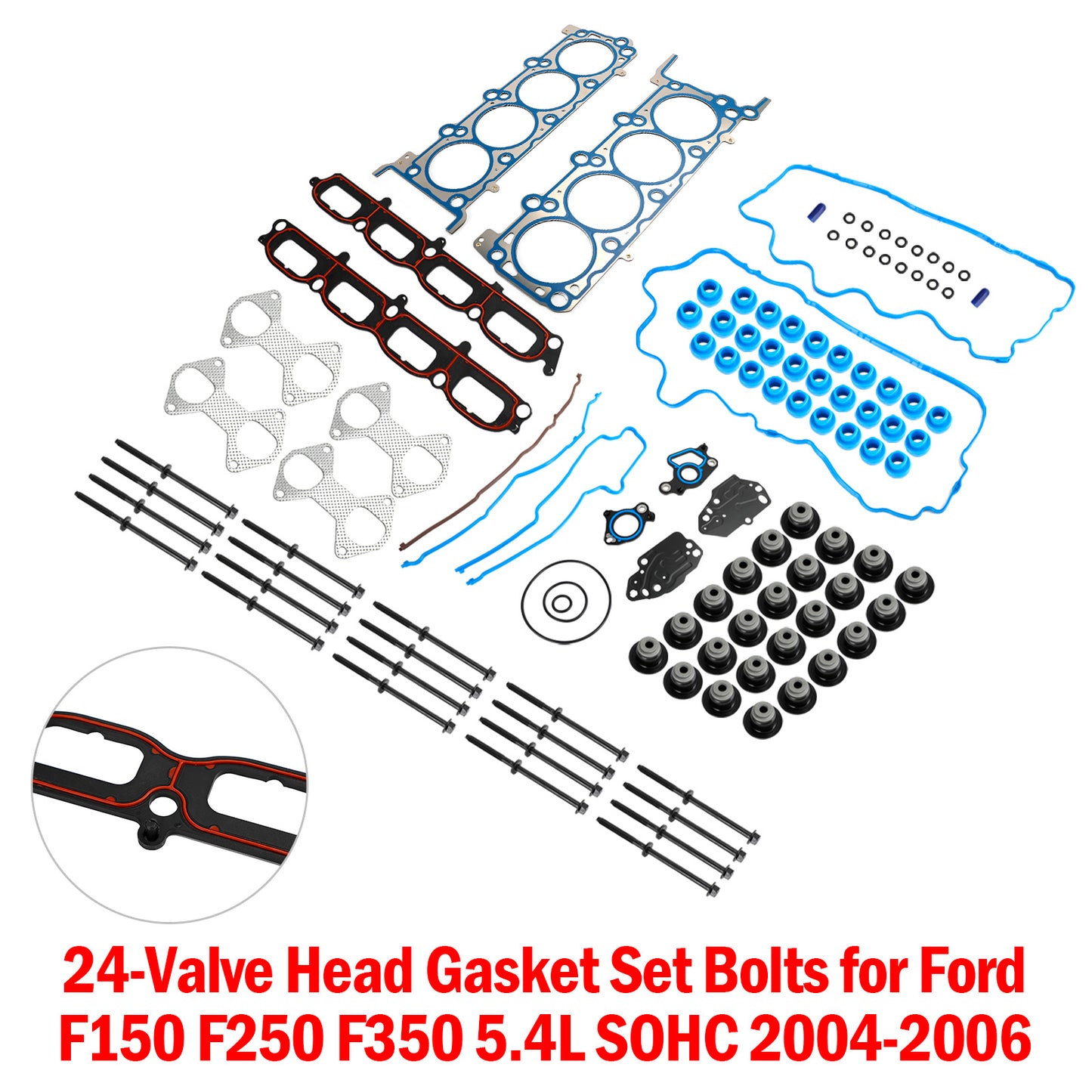 2005–2006 Ford F-250 F-350 Super Duty 5,4 l 24-Ventil-Kopfdichtungssatz, Schrauben HS26306PT ES72798