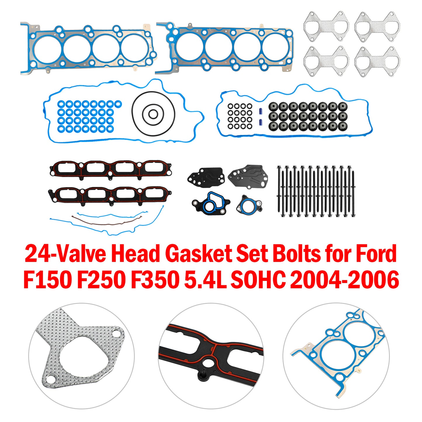 2005–2006 Ford F-250 F-350 Super Duty 5,4 l 24-Ventil-Kopfdichtungssatz, Schrauben HS26306PT ES72798