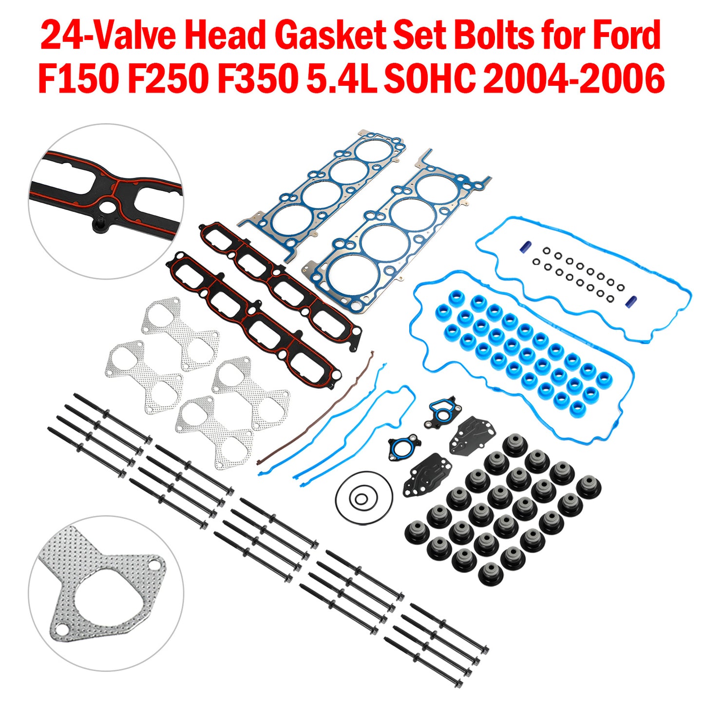 2005–2006 Ford F-250 F-350 Super Duty 5,4 l 24-Ventil-Kopfdichtungssatz, Schrauben HS26306PT ES72798