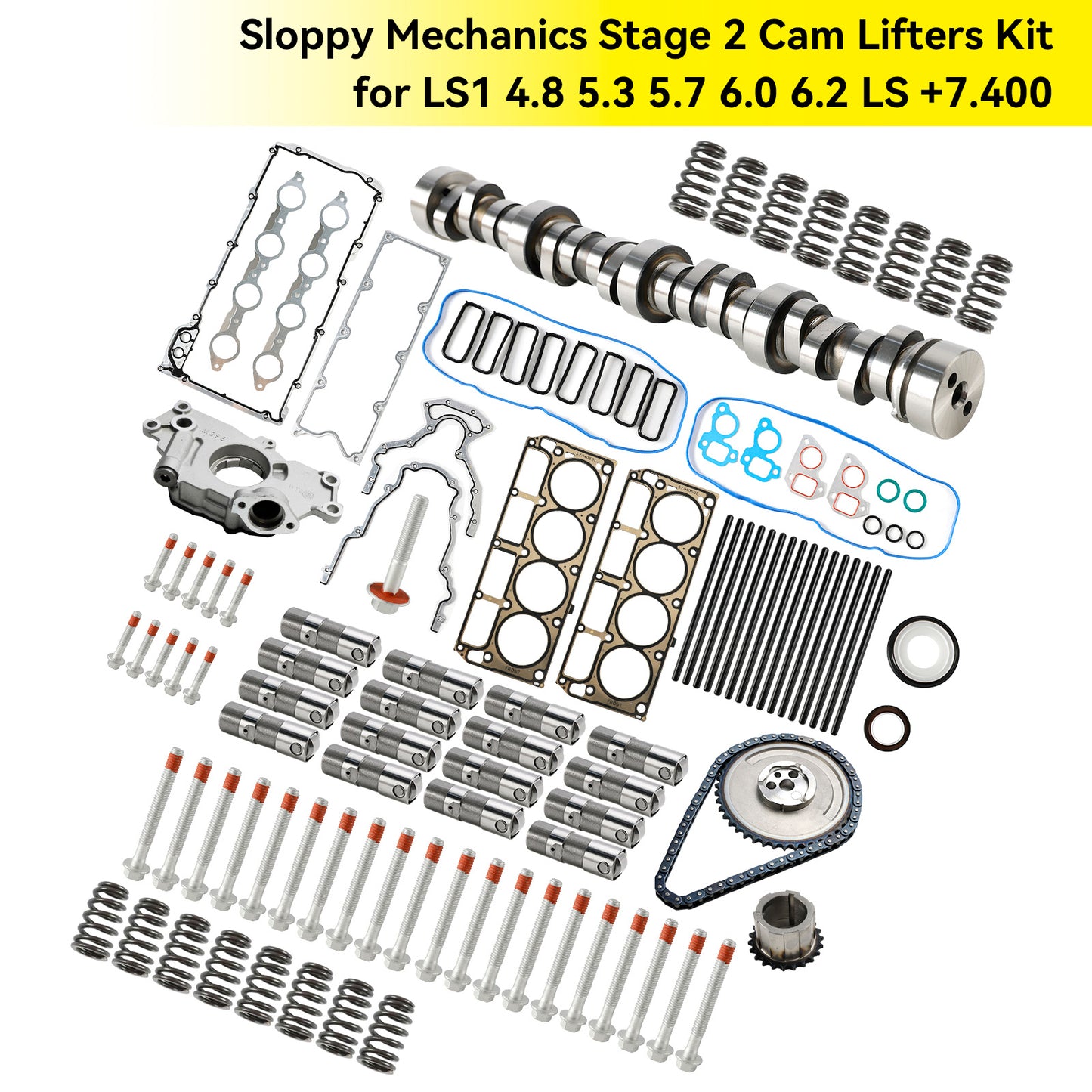 1993-1997 Factory Roller LT1 und 305-350 Chevy-Motoren Sloppy Mechanics Stage 2 Nockenwellenheber-Kit