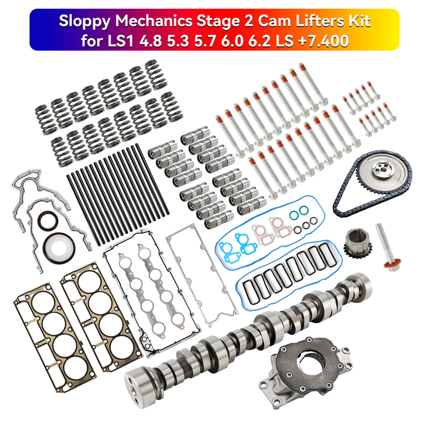 1993-1997 Factory Roller LT1 und 305-350 Chevy-Motoren Sloppy Mechanics Stage 2 Nockenwellenheber-Kit