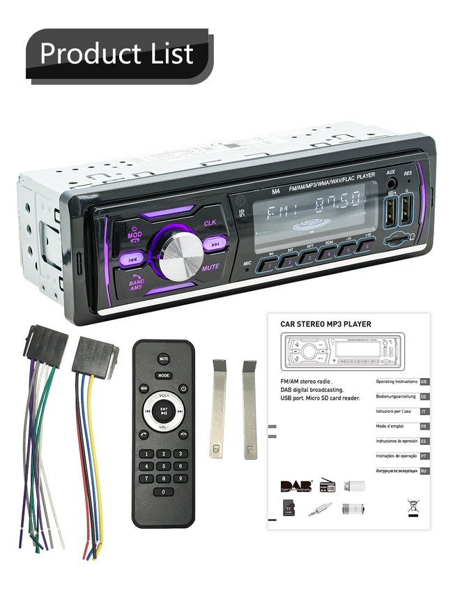 Autoradio Stereo 1Din Bluetooth FM Audio Musikt Player MP3/USB/Aux In-Cash