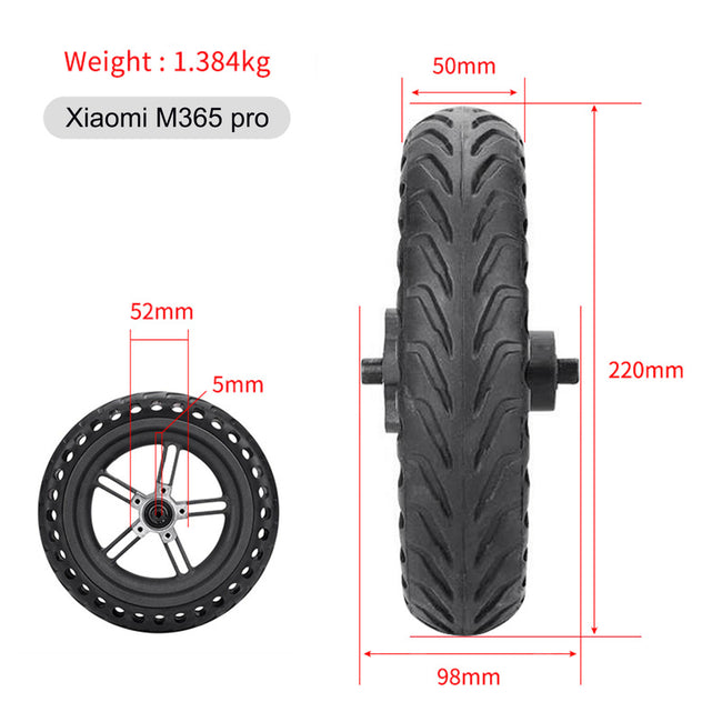 8.5 "roue arrière scooter pneu caoutchouc solide + moyeu + disque de frein à disque pour M365 PRO/PRO2