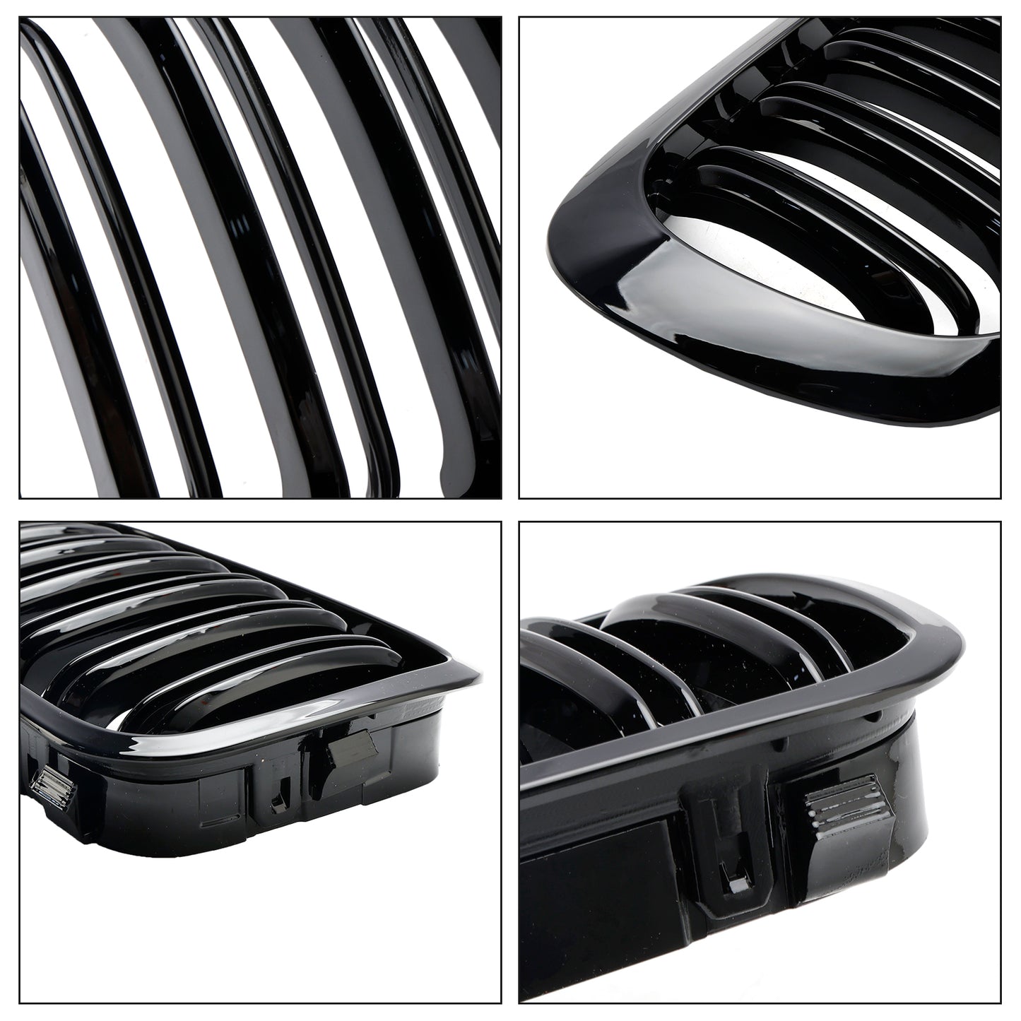 Doppelleitungshaubeer Gittergrill Gloss Black für BMW E46 2-Türer 1998-2001 Generikum