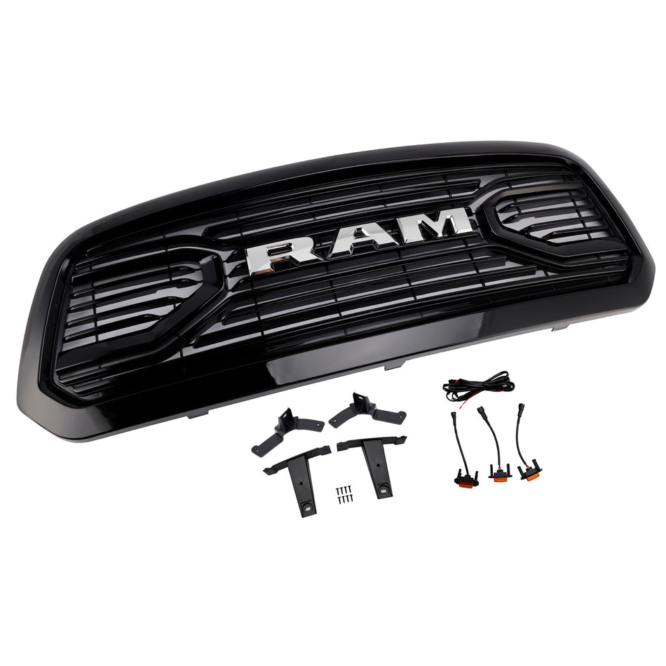 Frontstoßstangengrill im Big-Horn-Stil für Dodge Ram 1500 (2013–2018), schwarz