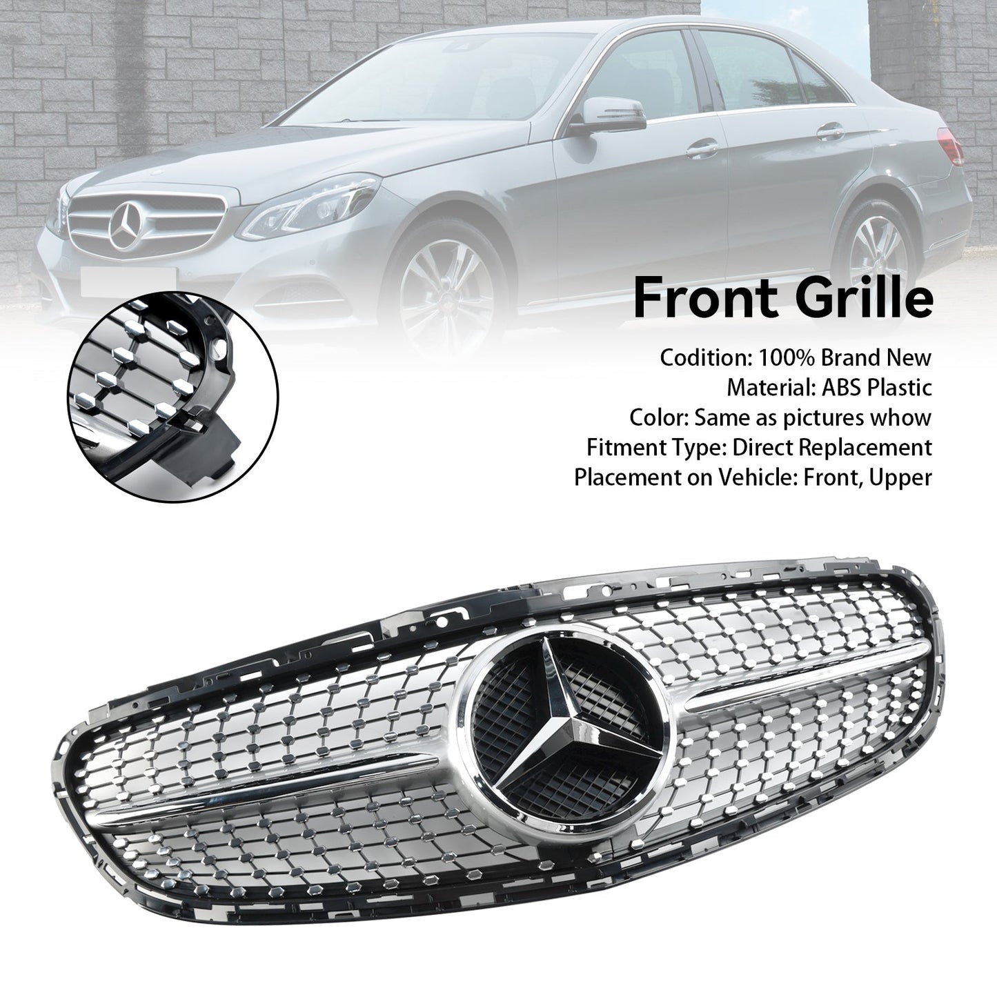 Diamant-Frontgrill für die Stoßstange, passend für Mercedes E-Klasse W212 2013–2016 Facelift