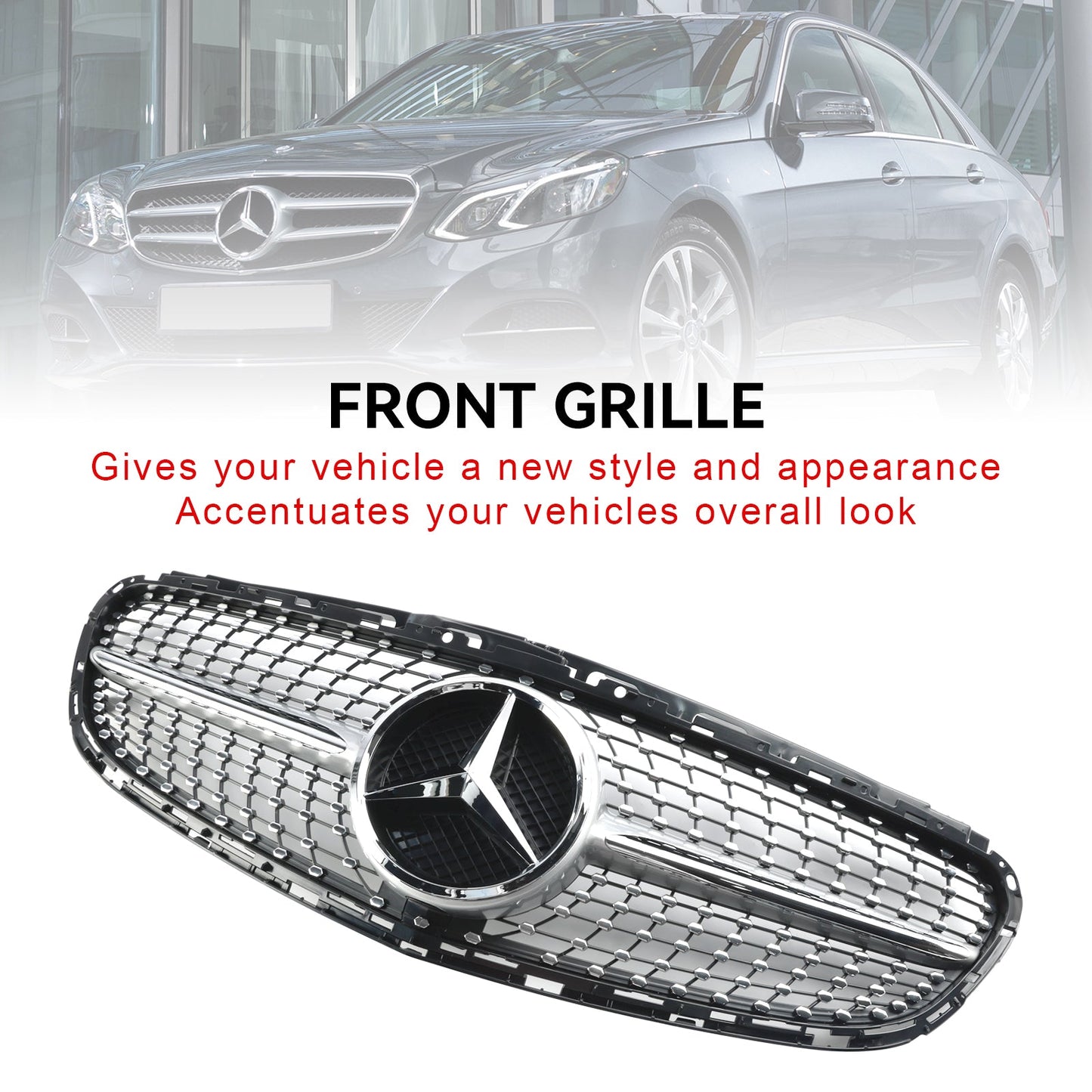 Diamant-Frontgrill für die Stoßstange, passend für Mercedes E-Klasse W212 2013–2016 Facelift