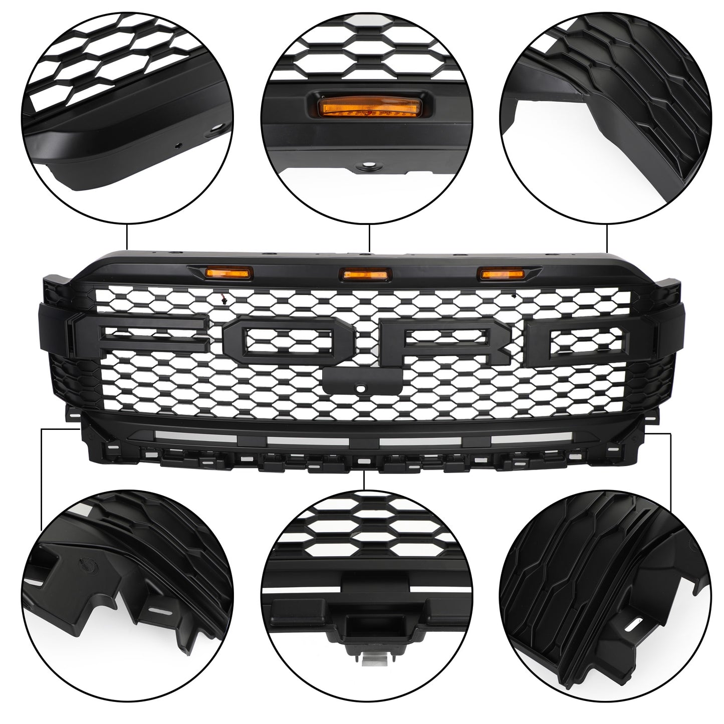 Replacement ABS Front Bumper Grille Grill W/ LED Für Ford F150 2021-2023 Raptor