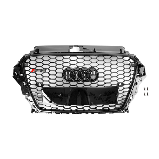 RS3 Style Front Hood Henycomb Bumper Grille Grill für Audi A3 S3 2013-2016 Black