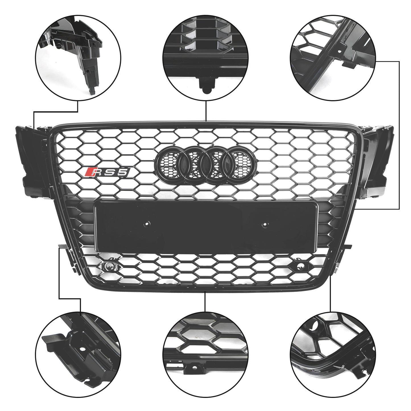 RS5 Style Hood Henycomb Sport mesh Grill Grille Für AUDI A5 S5 B8 2008-2012