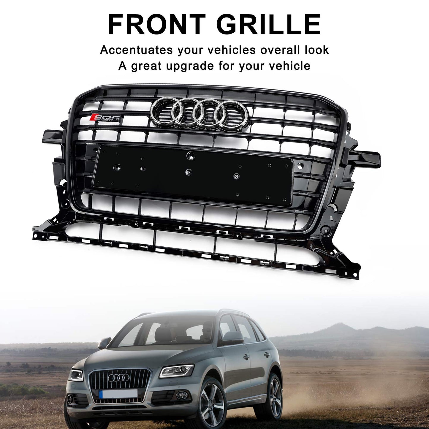 Schwarzer SQ5 Style Honeycomb Mesh Sport Hex Grill passend für Audi Q5 8R 2013-2017