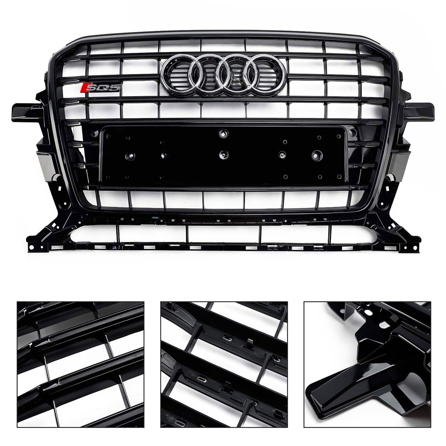 Schwarzer SQ5 Style Honeycomb Mesh Sport Hex Grill passend für Audi Q5 8R 2013-2017