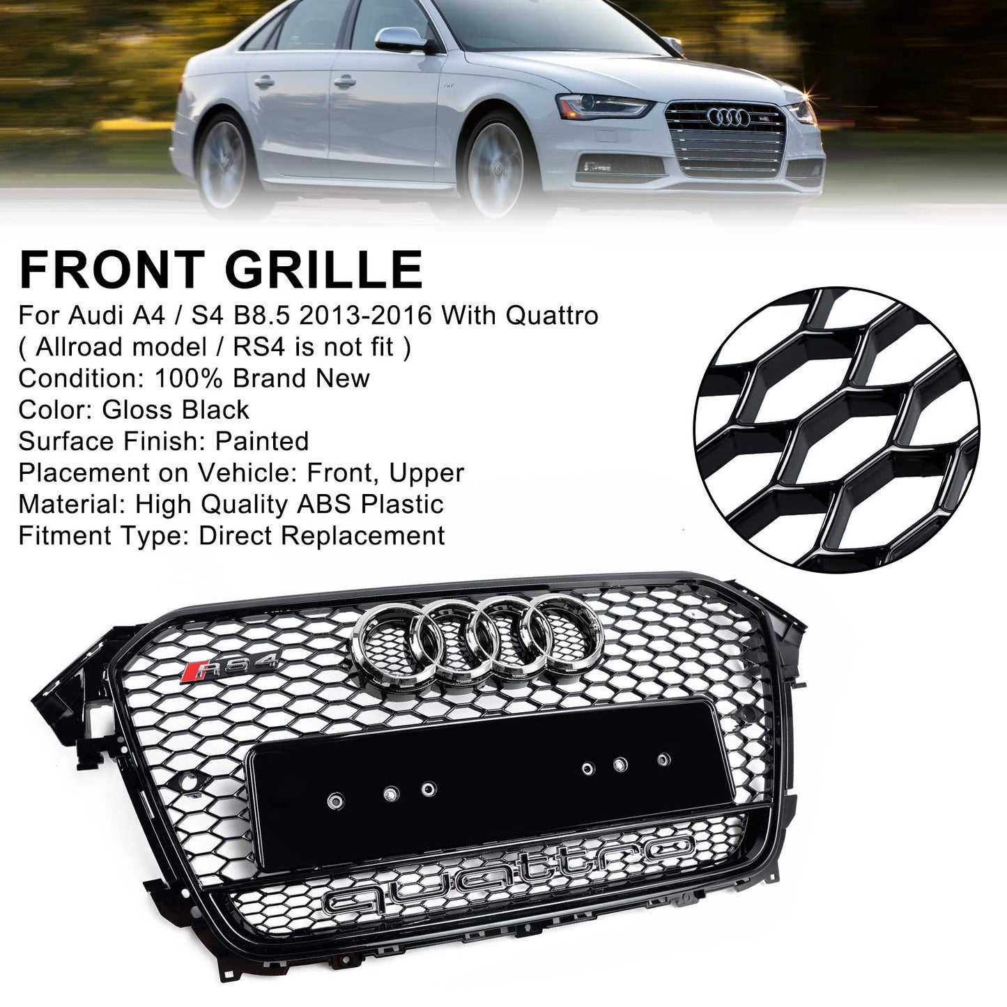 2013–2016 Audi A4 S4 B8.5 mit Frontgrill im Quattro RS4-Stil