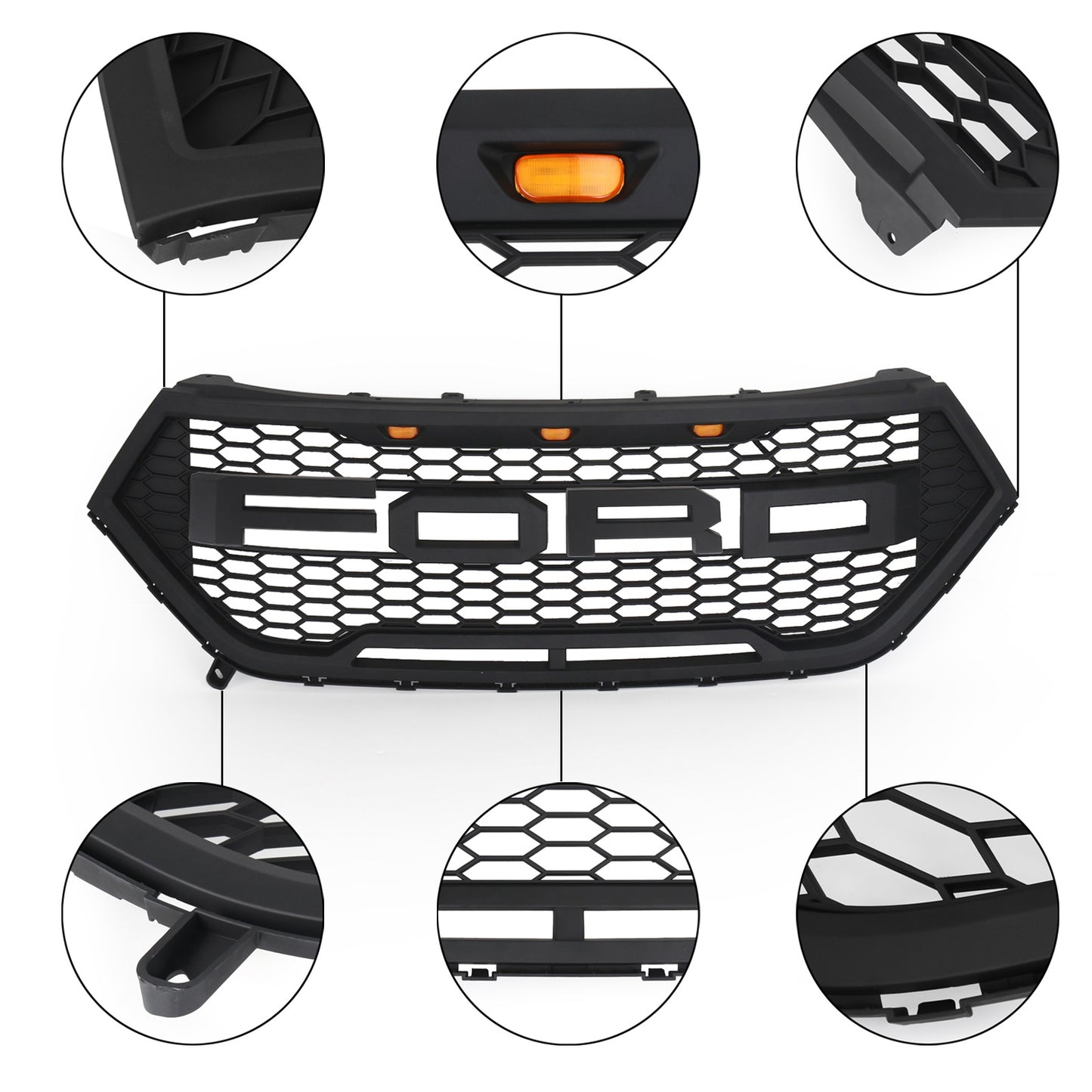 Raptor Style Frontstoßstange Grill Oberer Kühlergrill Fit Ford Edge 2015-2018 Schwarz