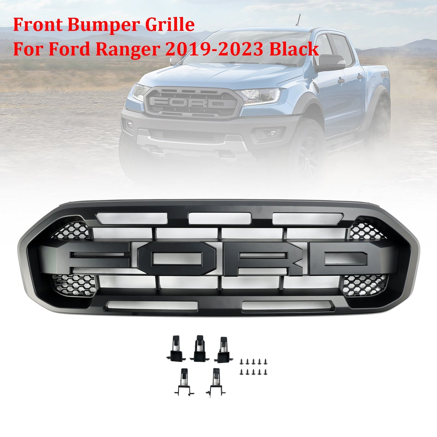 2019–2023 Ford Ranger Schwarz Raptor Style Frontstoßstangengrill