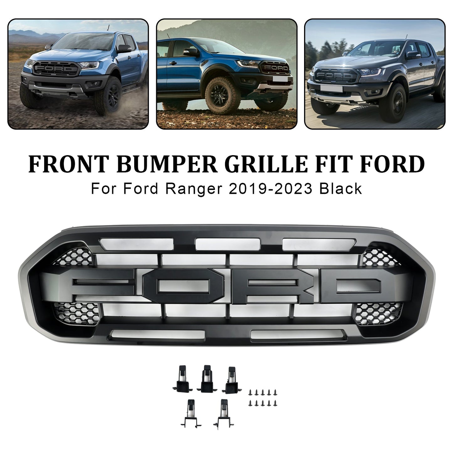 2019–2023 Ford Ranger Schwarz Raptor Style Frontstoßstangengrill