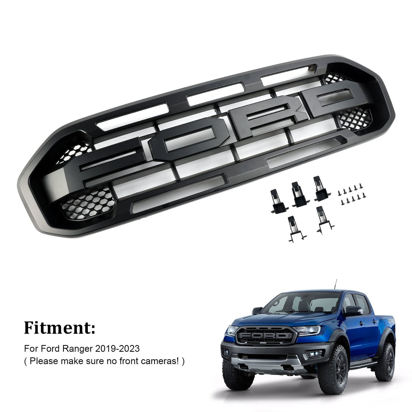 2019–2023 Ford Ranger Schwarz Raptor Style Frontstoßstangengrill