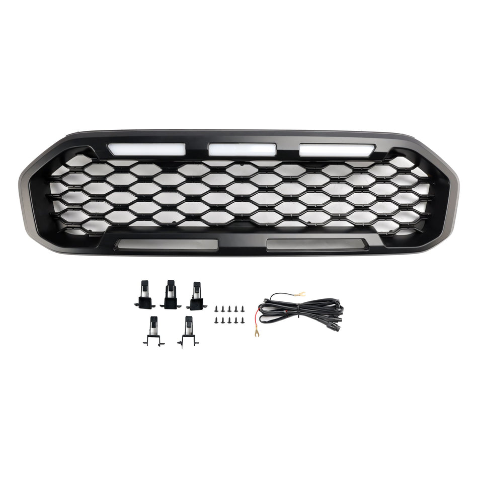 2019-2023 Ford Ranger T8 Frontsto?stangengrill, schwarz, mit LED-Licht