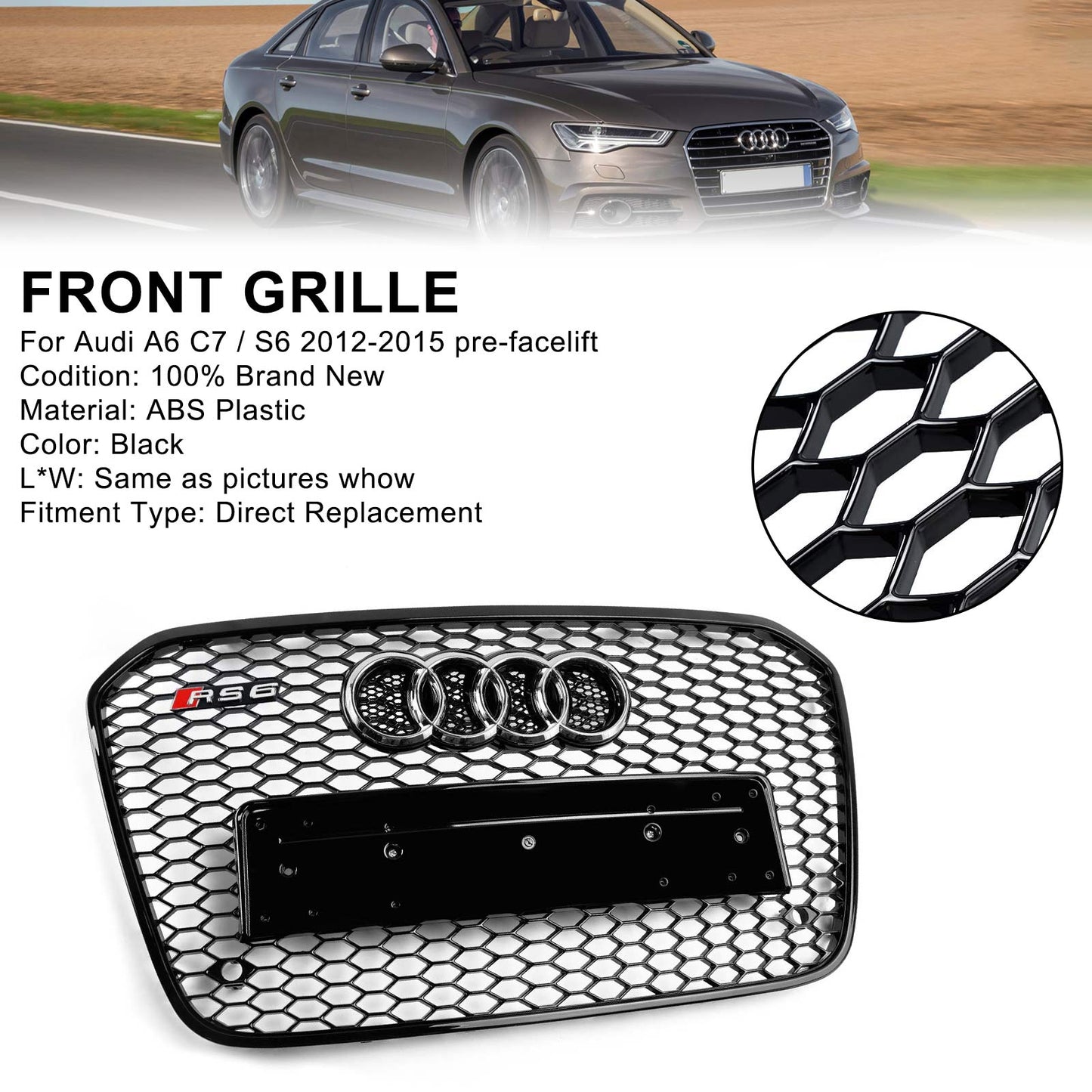 2012-2015 Audi A6 C7 S6 RS6 Stil Wabengrill für Frontstoßstange