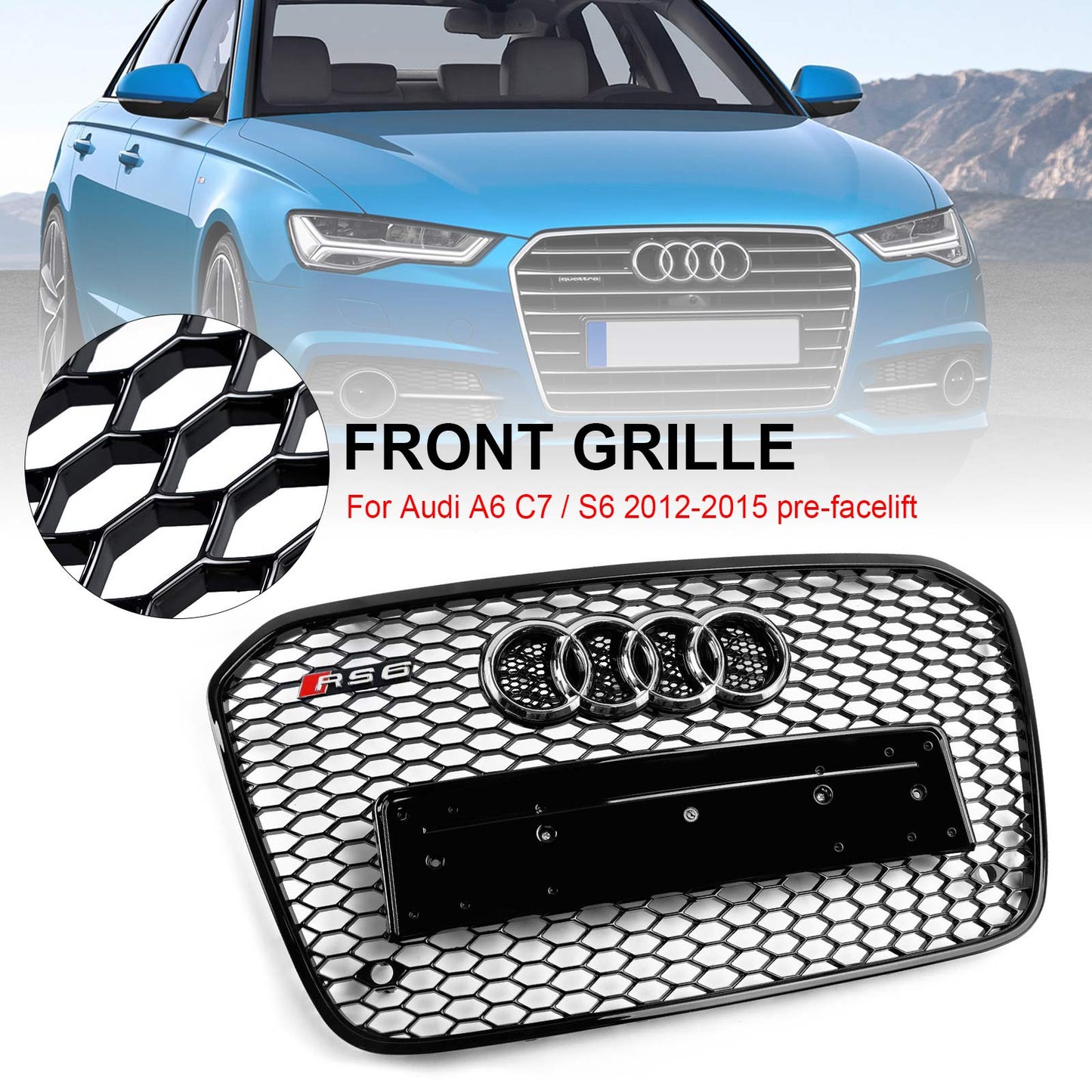 2012-2015 Audi A6 C7 S6 RS6 Stil Wabengrill für Frontstoßstange