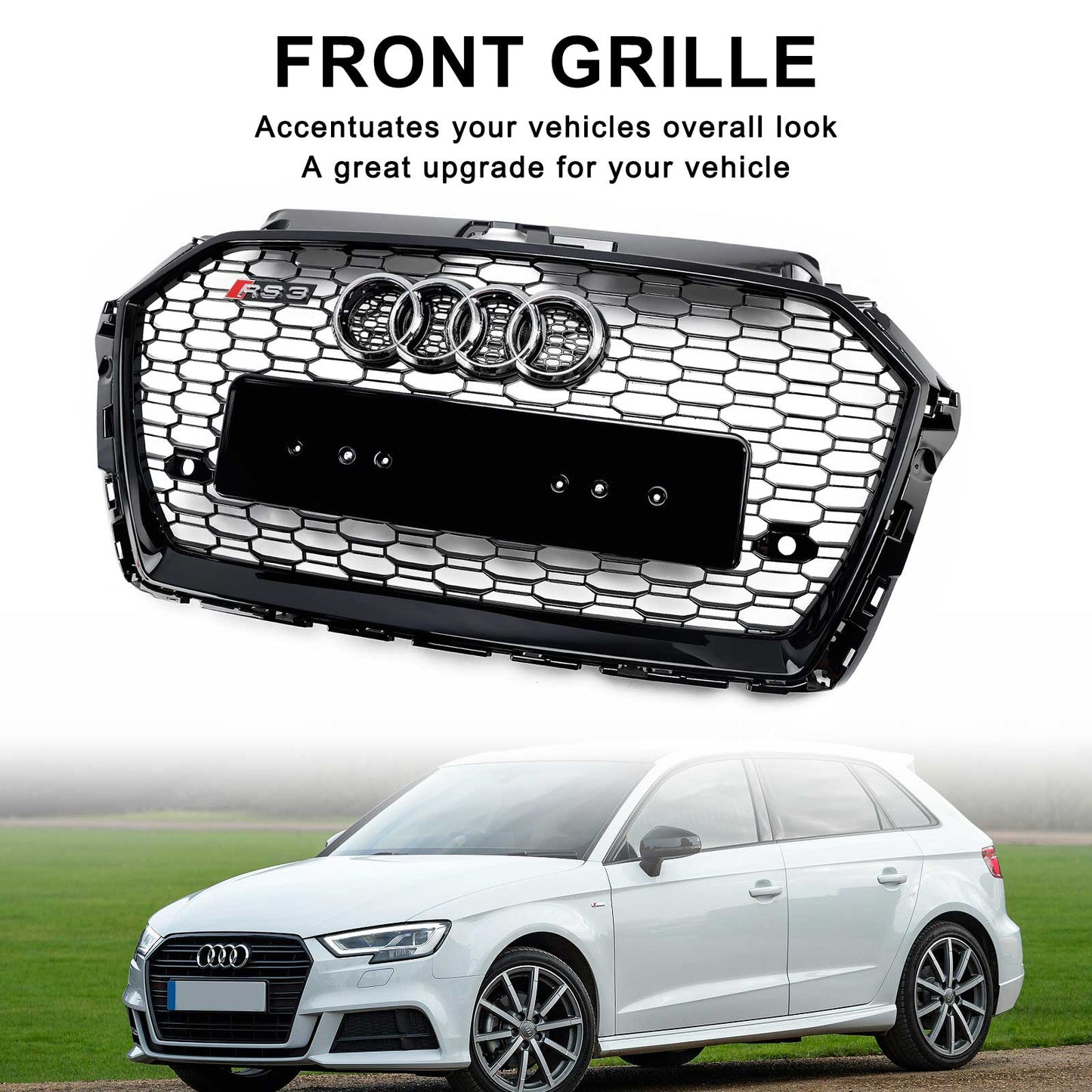 2017–2019 Audi A3 8V RS3 Style Wabengitter Frontstoßstangengrill schwarz