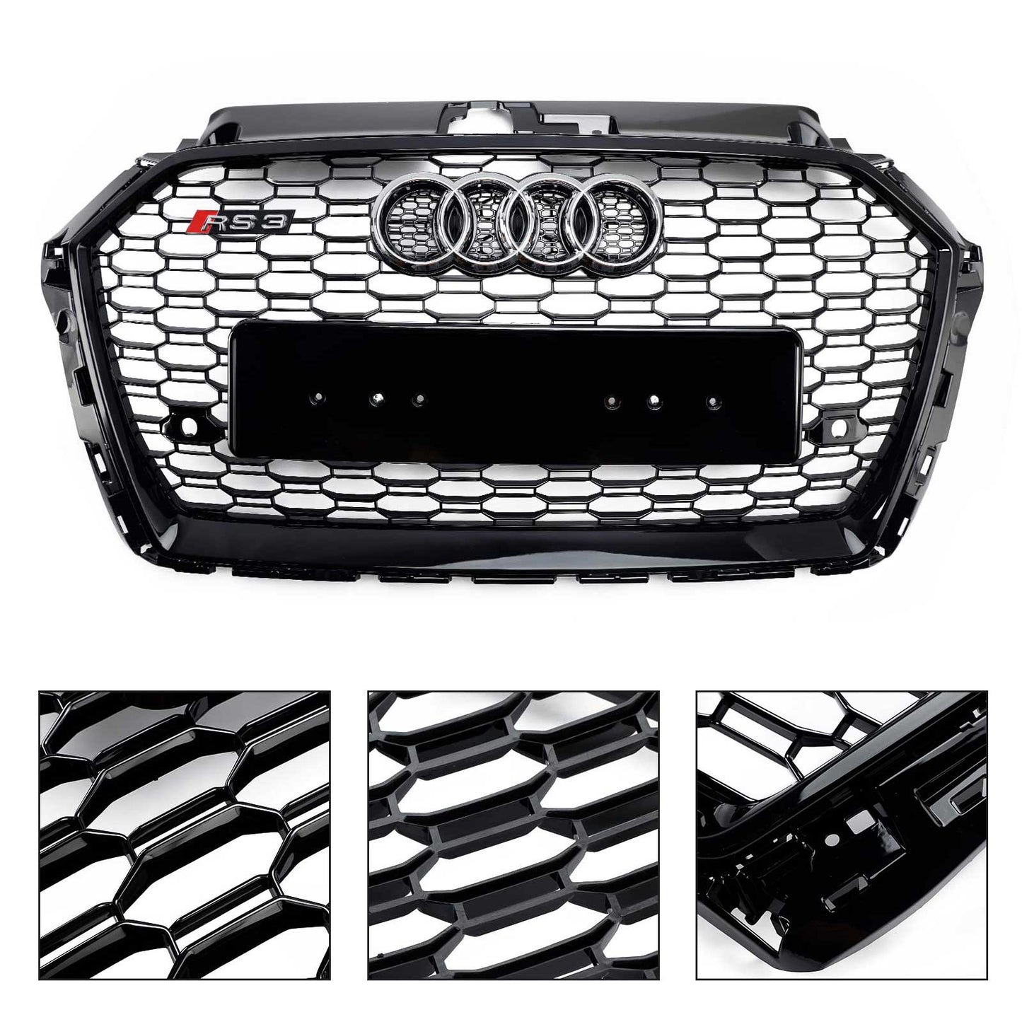 2017–2019 Audi A3 8V RS3 Style Wabengitter Frontstoßstangengrill schwarz