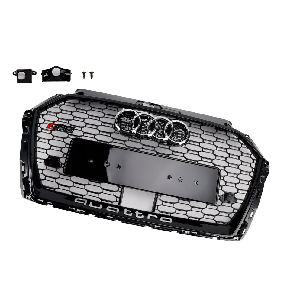 2017–2019 Audi A3 S3 W/ACC RS3 Style Waben-Kühlergrill, Schwarz