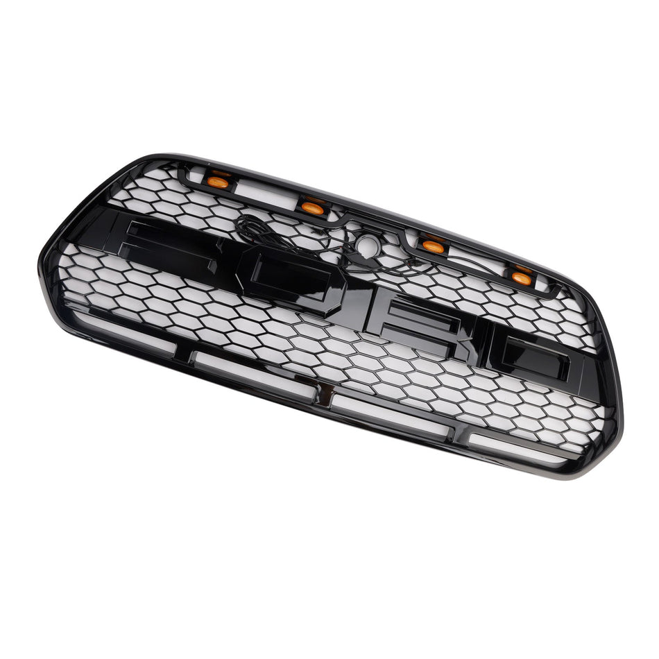 2015–2018 Ford Transit MK8 Raptor mit LED-Grill in Schwarz für die Frontstoßstange