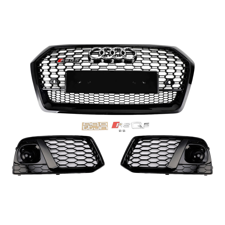 2018 2019 Audi Q5 SQ5 Frontgrill mit Wabengitter und Nebelscheinwerfergitter
