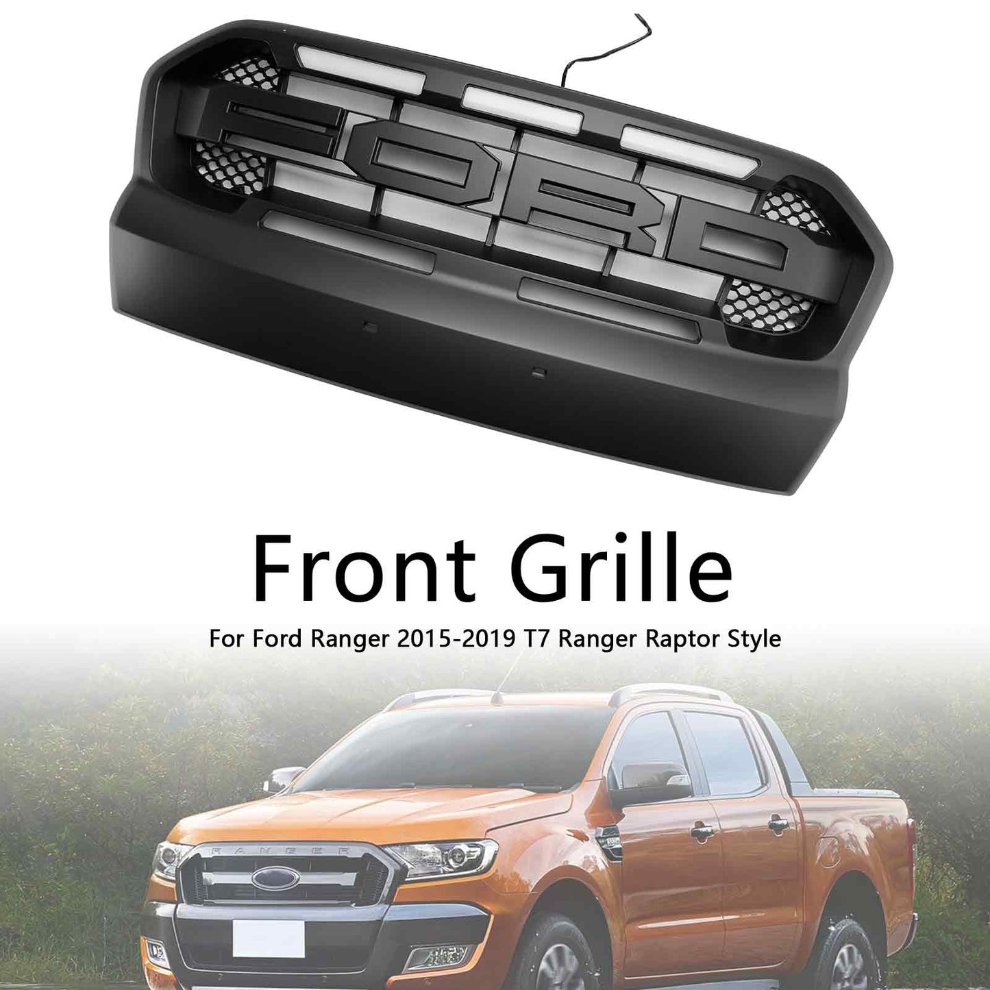 2015–2019 Ford Ranger T7 mit LED-Frontgrill im Raptor-Stil