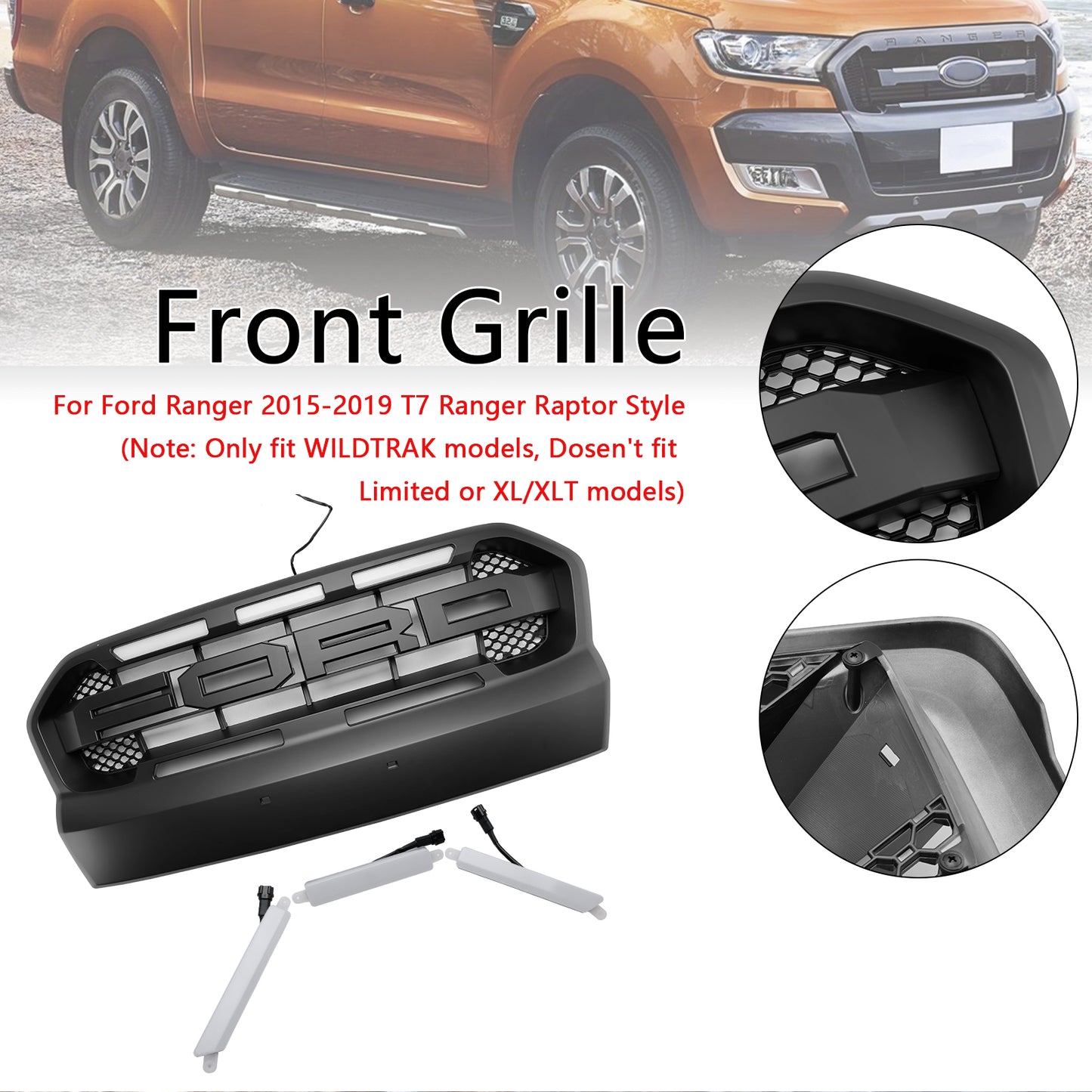 Raptor Style Front Bumper Grill Grille Für Ford Ranger 2015-2019 T7 W/LED