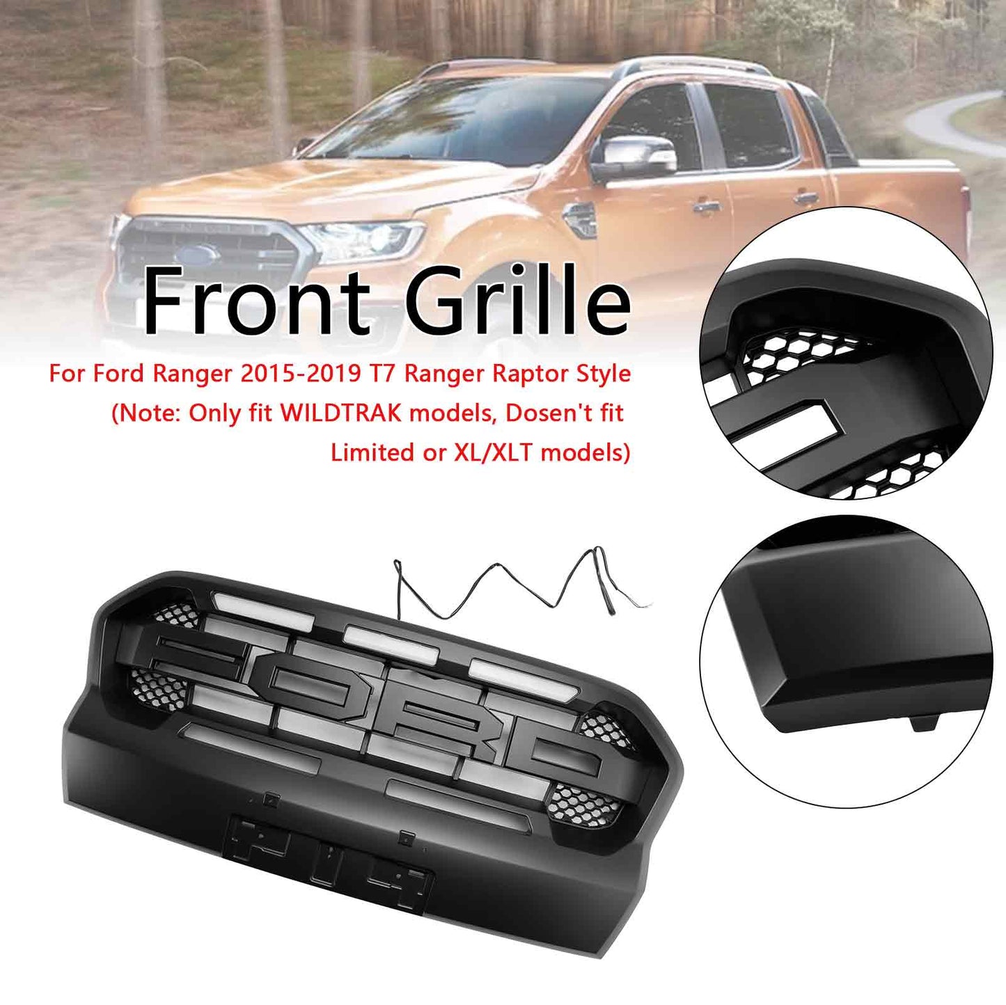 2019–2023 Ford Ranger T8 mit LED-Frontgrill im Raptor-Stil