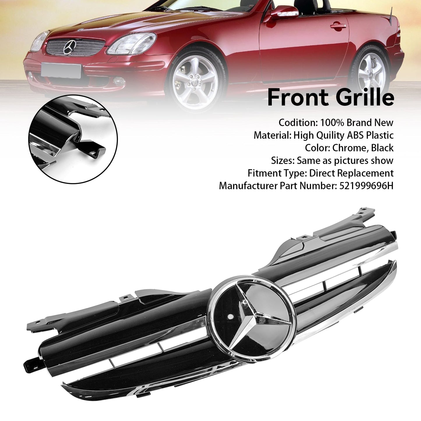 1998-2004 Mercedes Benz SLK-Klasse R170 SLK320 SLK230 SLK200 Kühlergrill für die Frontstoßstange