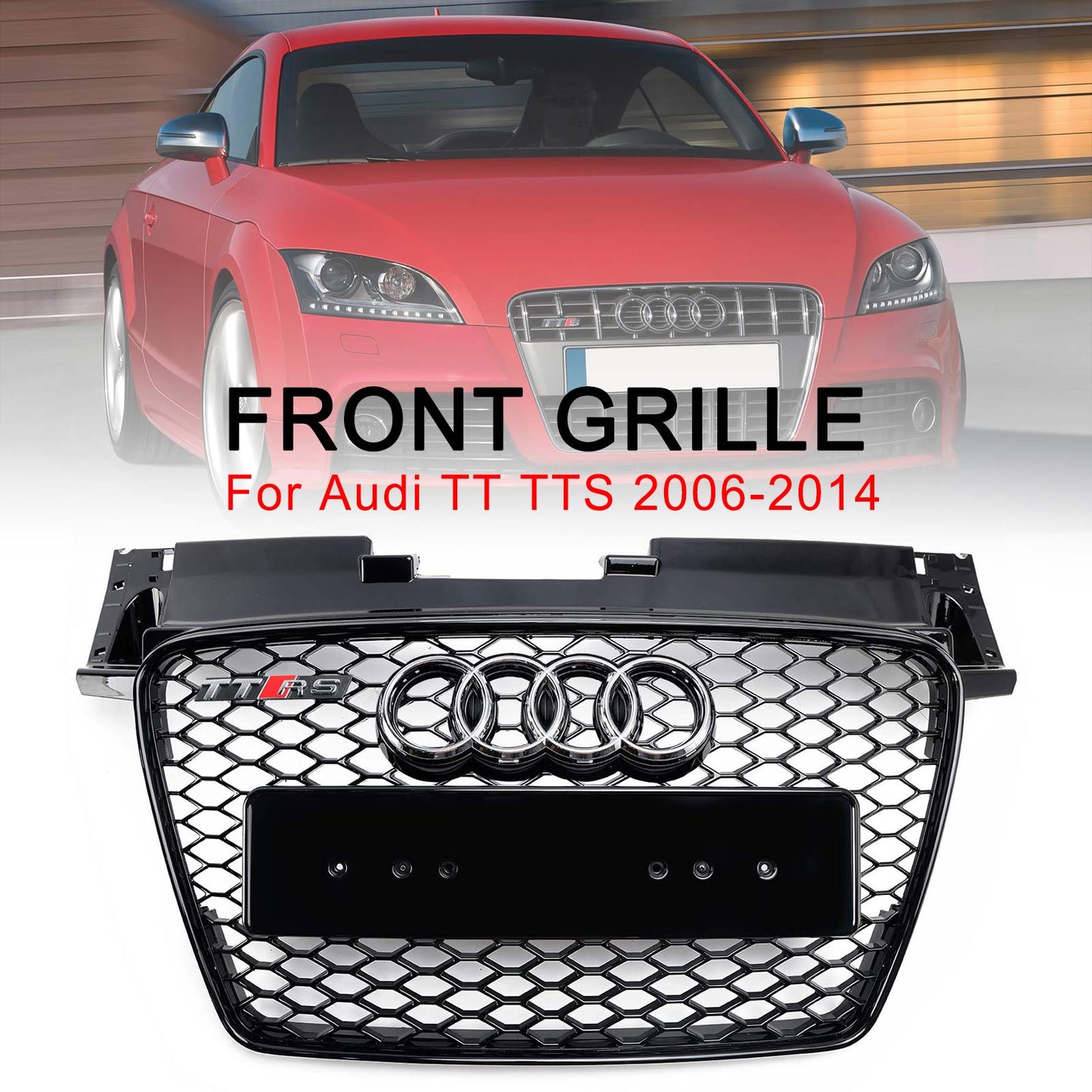 2006–2014 Audi TT TTS RS Style Front Wabengrill Grill schwarz glänzend