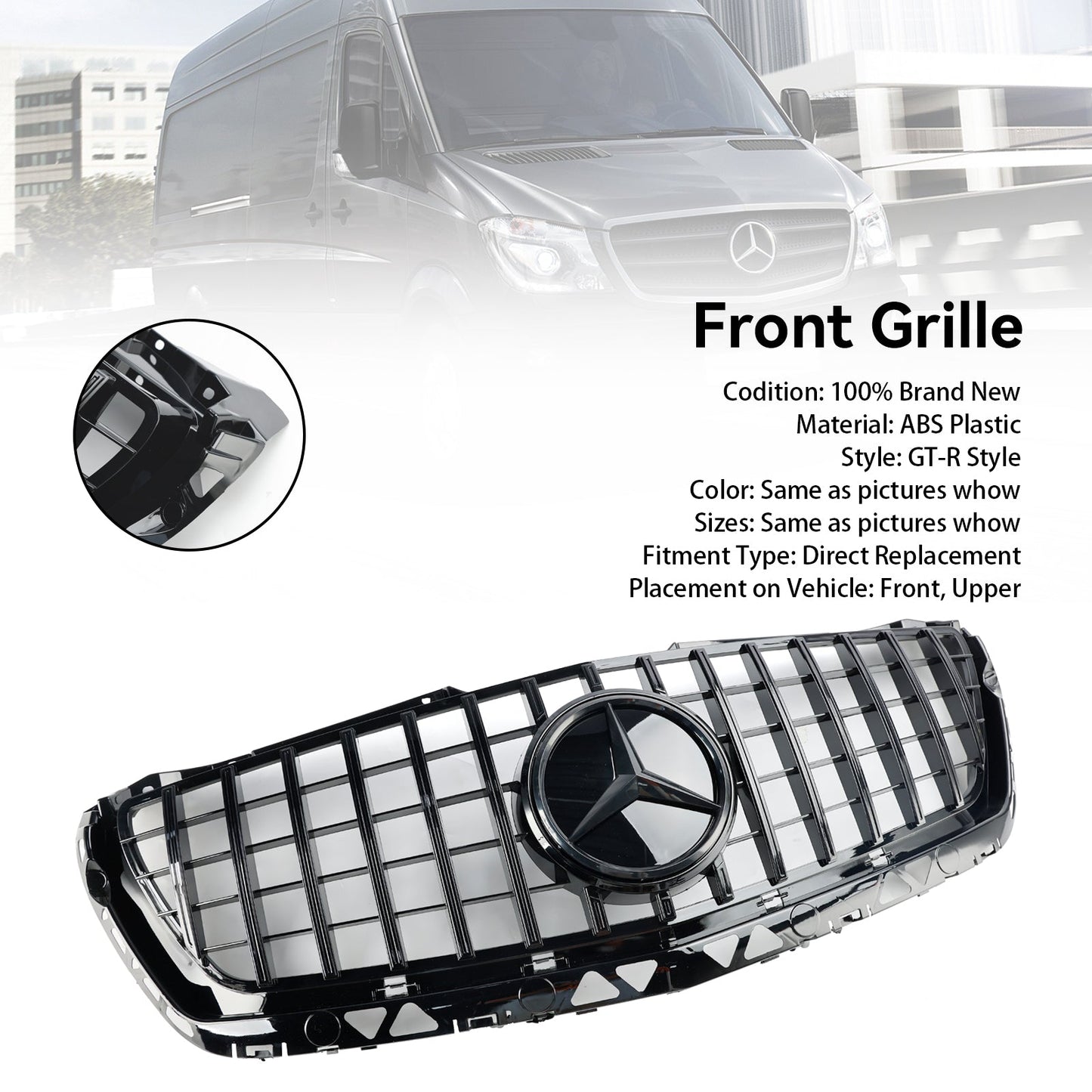 Kühlergrill für die Frontstoßstange, schwarz, für Mercedes Benz Sprinter W906, 2014–2018