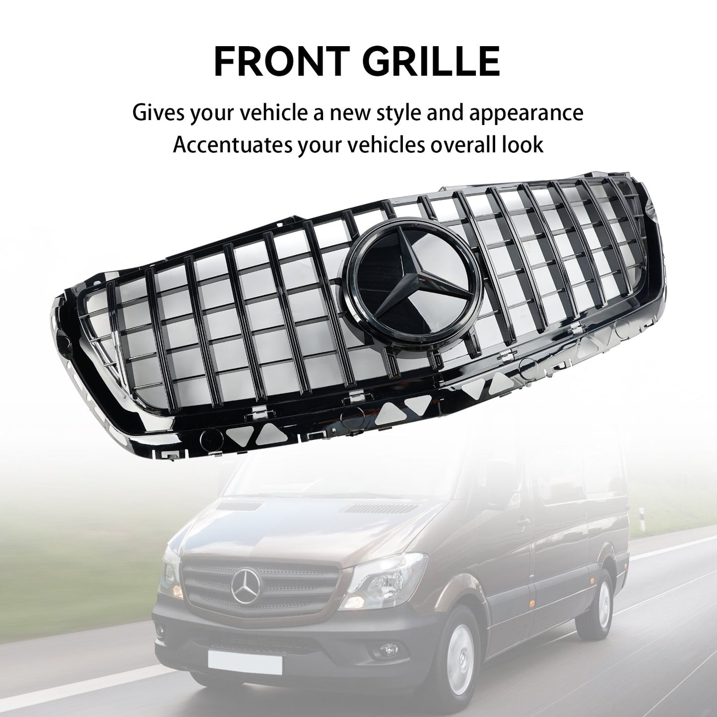 Kühlergrill für die Frontstoßstange, schwarz, für Mercedes Benz Sprinter W906, 2014–2018