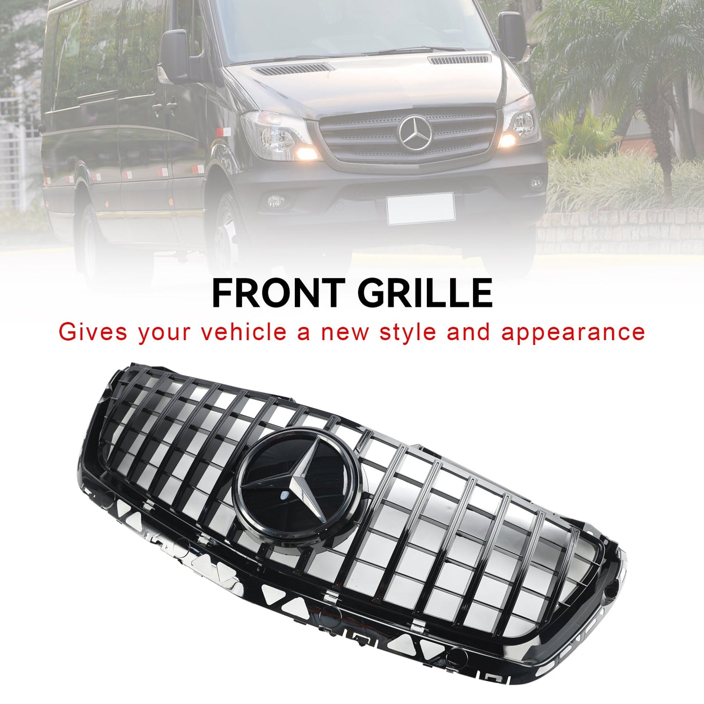 Kühlergrill für die Frontstoßstange, schwarz, für Mercedes Benz Sprinter W906, 2014–2018