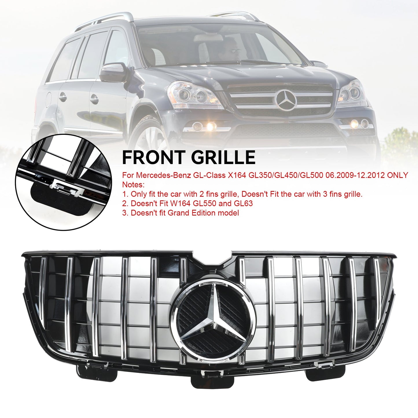 2010-2012 Mercedes-Benz GL X164 GL450 GL500 Frontstoßstangengrill Chrom