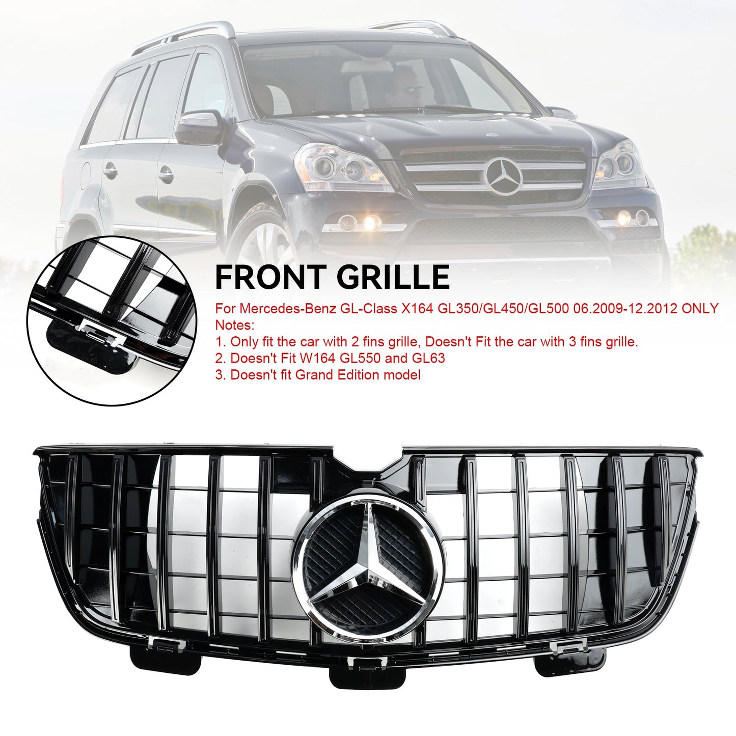 2010-2012 Mercedes-Benz GL X164 GL450 GL500 Frontstoßstangengrill Chrom