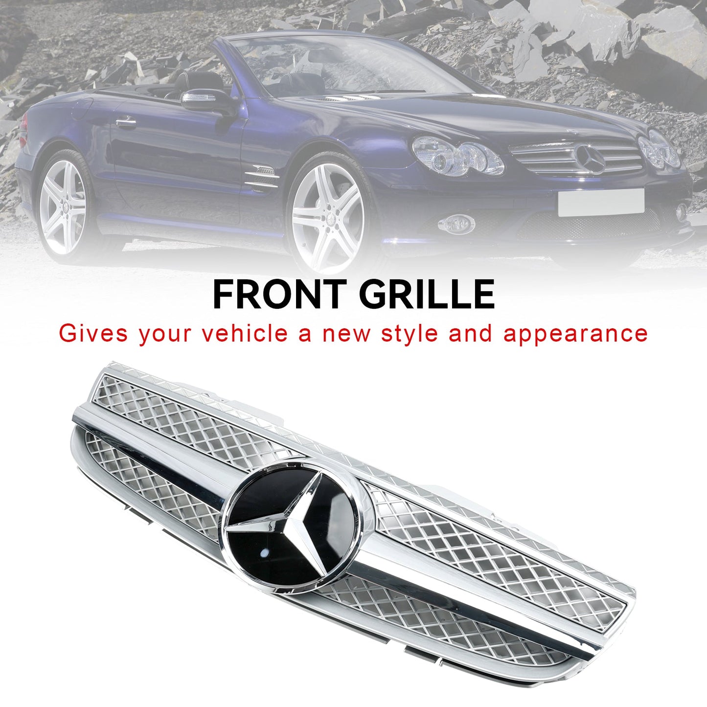 2007-2008 Mercedes Benz R230 SL550 SL600 1 Fin Star Frontstoßstange Oberer Grill