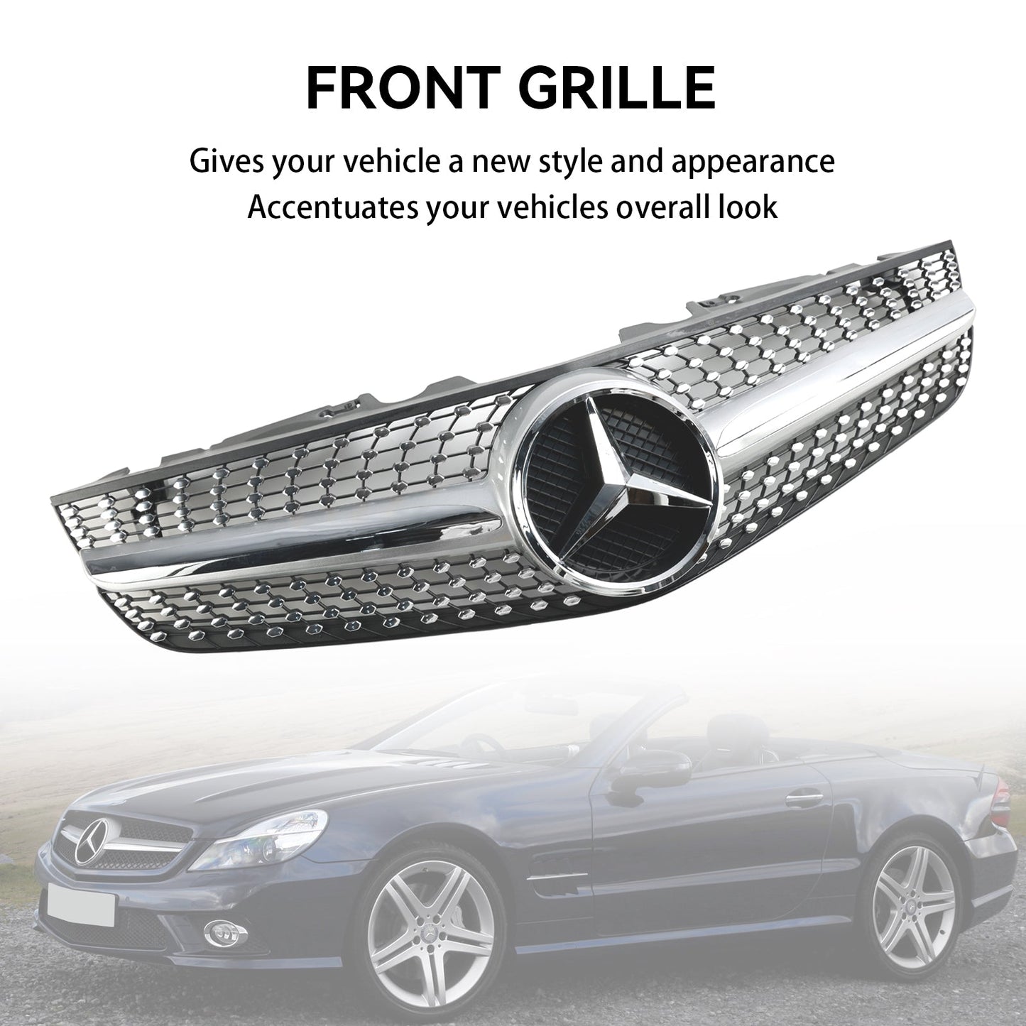 2009–2012 Mercedes Benz R230 SL550 SL600 Diamant-Frontstoßstangen-Obergrill