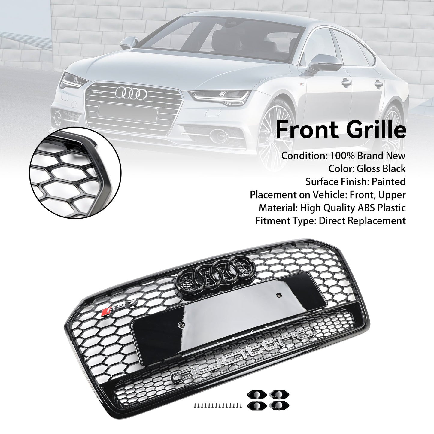 2016–2018 Audi A7 C7 S7 RS7 Stil Waben Front Sto?stange Grill Grille schwarz