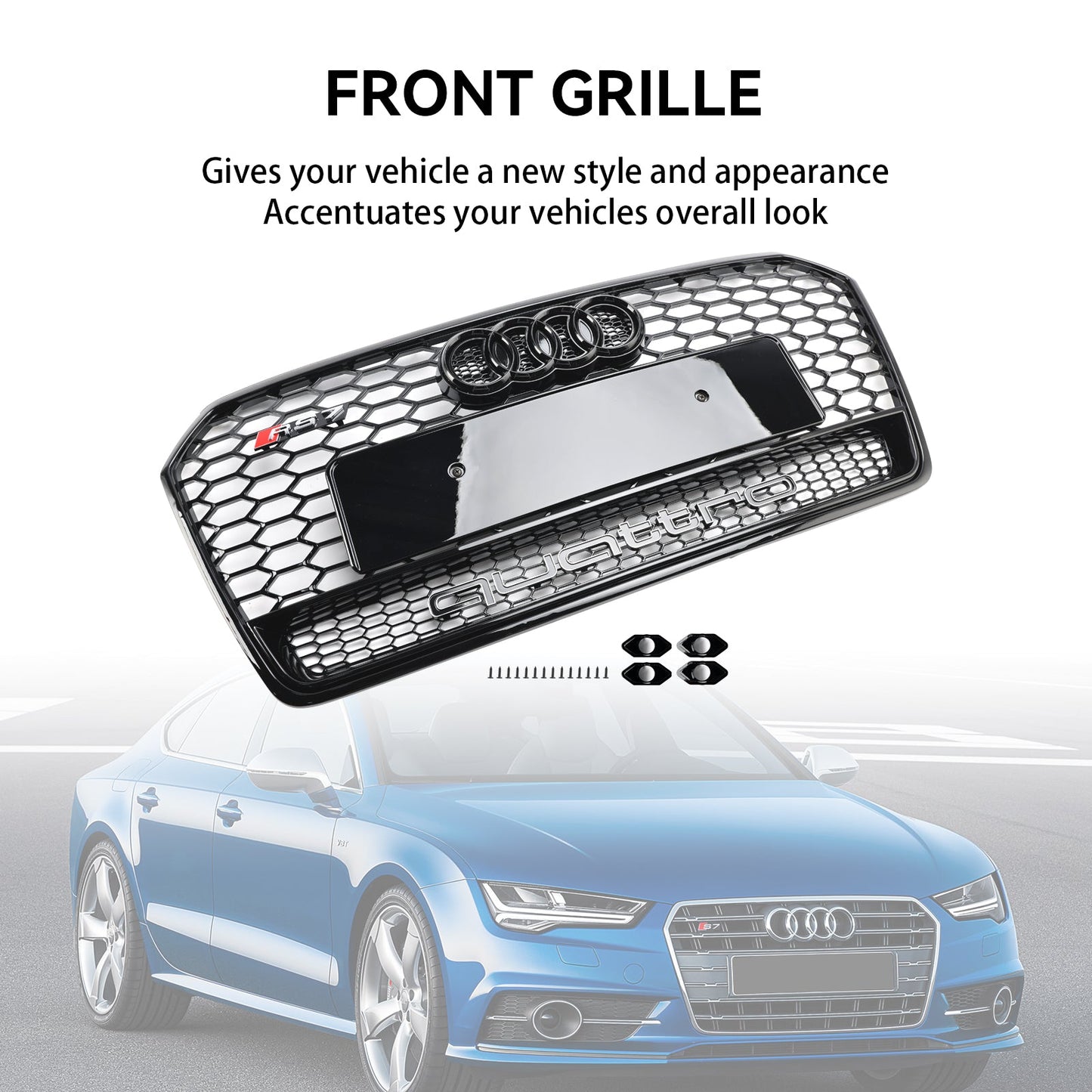 2016–2018 Audi A7 C7 S7 RS7 Stil Waben Front Sto?stange Grill Grille schwarz