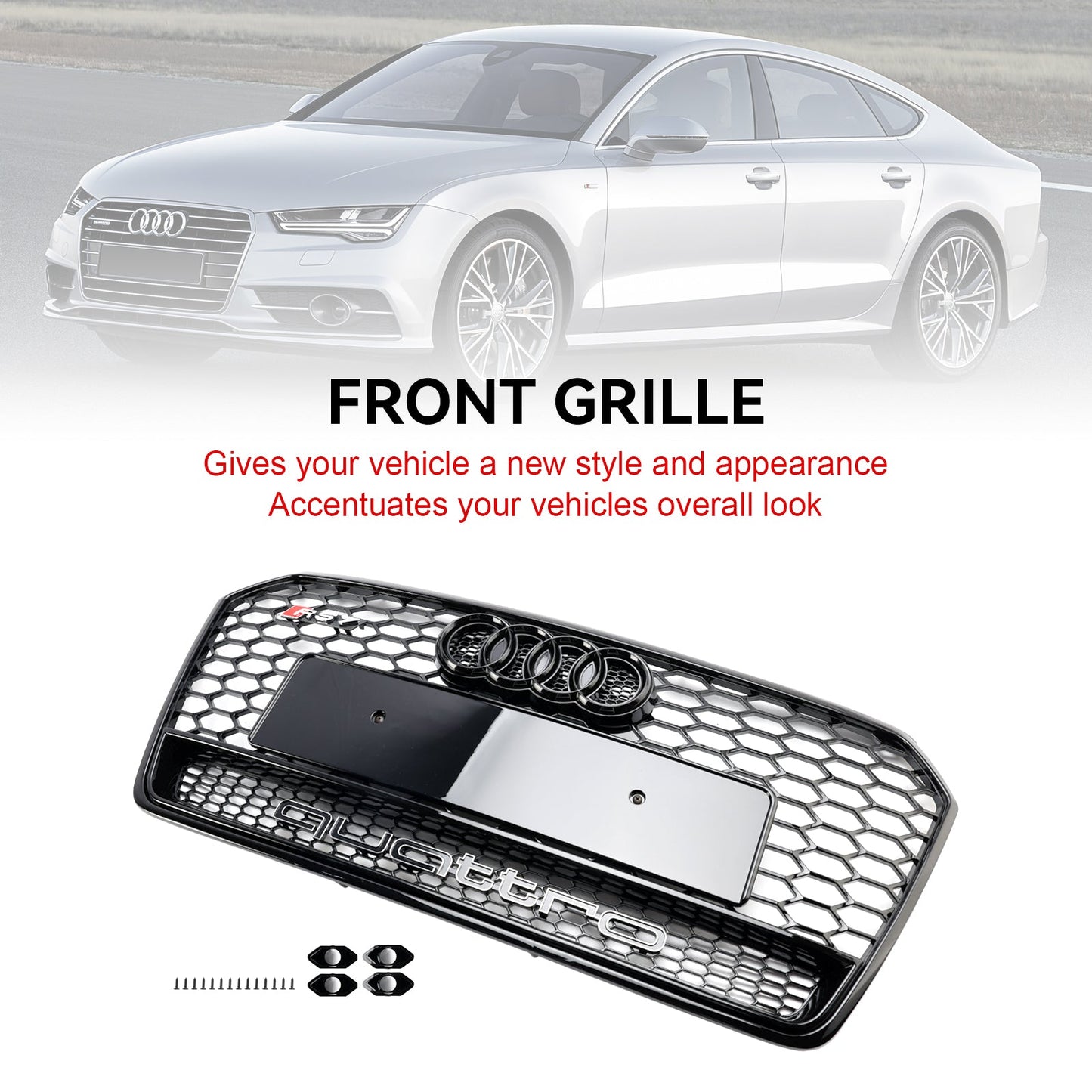 2016–2018 Audi A7 C7 S7 RS7 Stil Waben Front Sto?stange Grill Grille schwarz