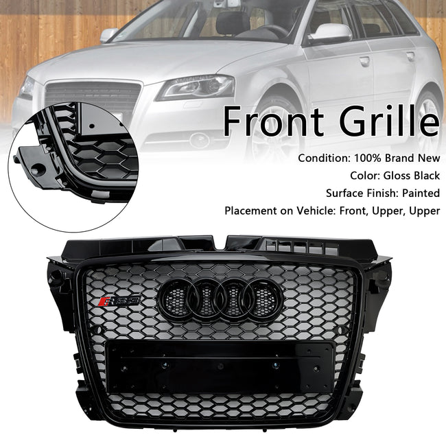 Schwarz Glanz Kühlergrill Wabengrill Für Audi A3 8P 2008-2013 Facelift RS3