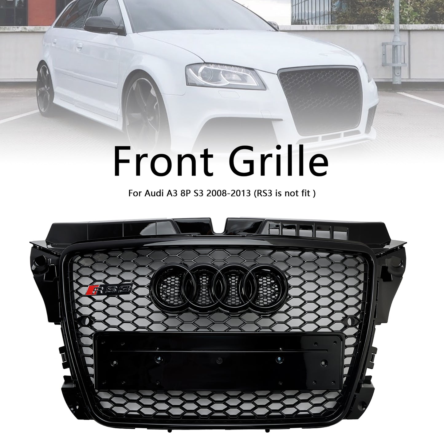 Schwarz Glanz Kühlergrill Wabengrill Für Audi A3 8P 2008-2013 Facelift RS3